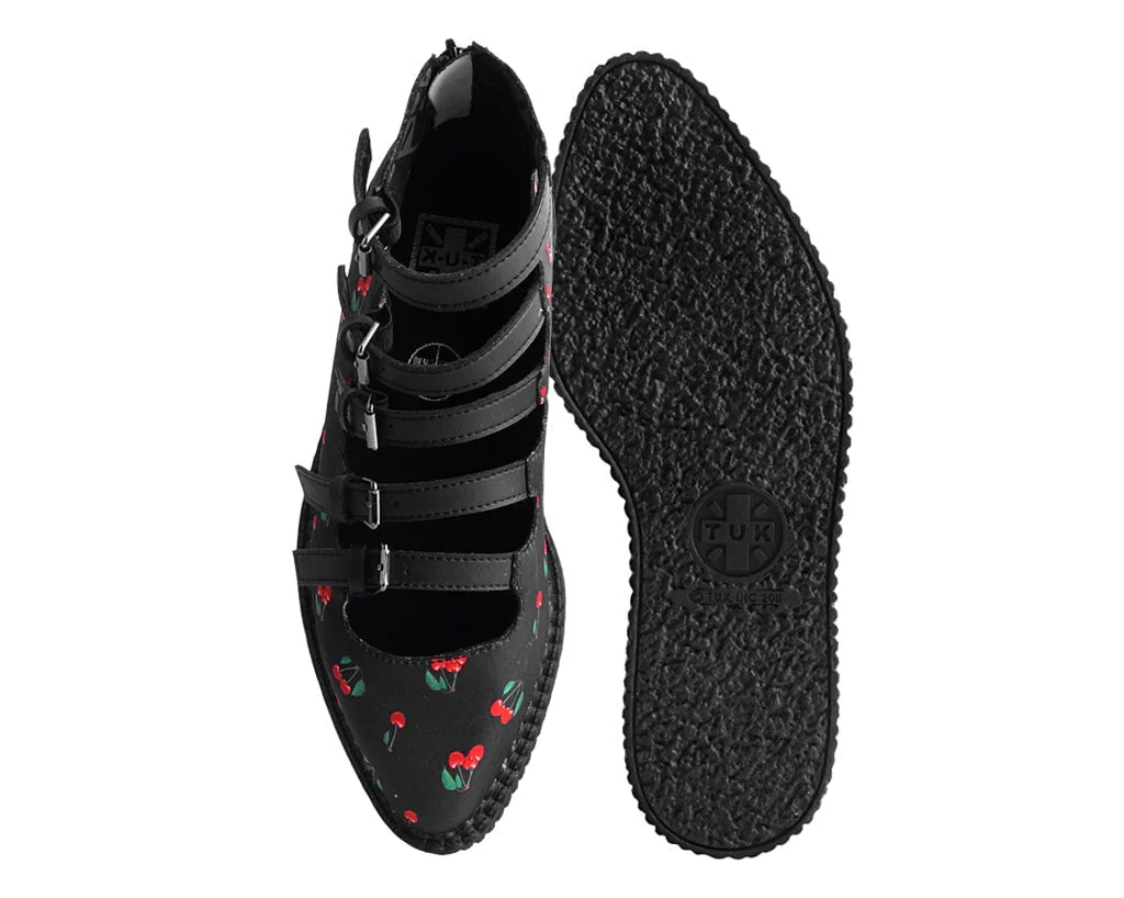 Black Cherry Print Multi-Strap Pointed Mary Jane - Image 4