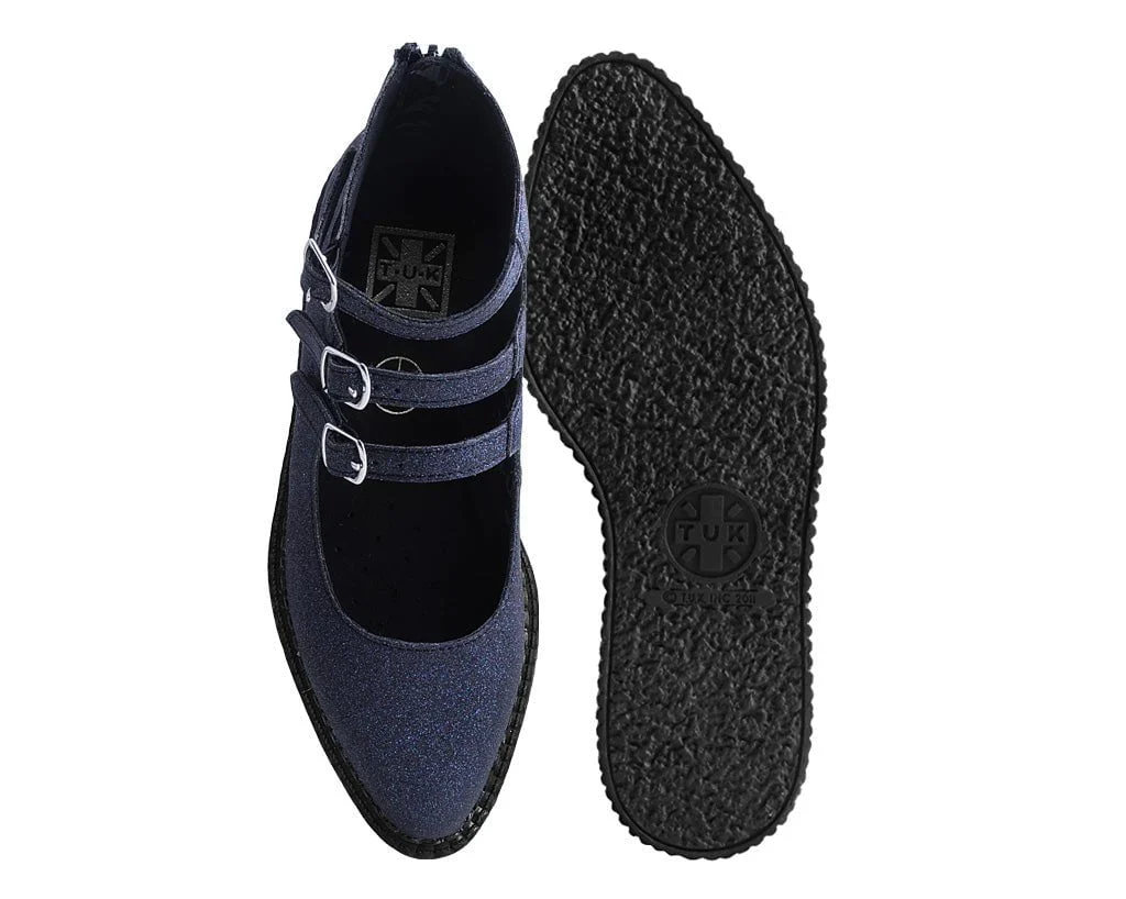 Black Glitter 3-Strap Pointed Mary Jane - Image 4