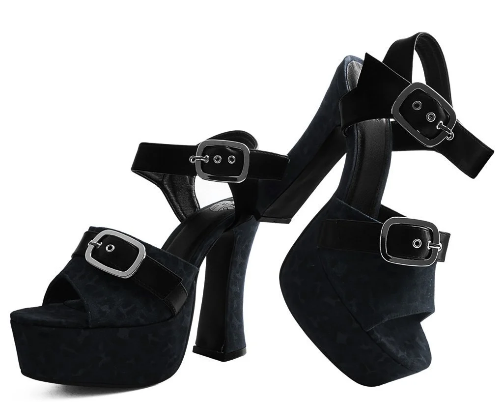Black & Grey Leopard Spice Platform Heel - Image 2