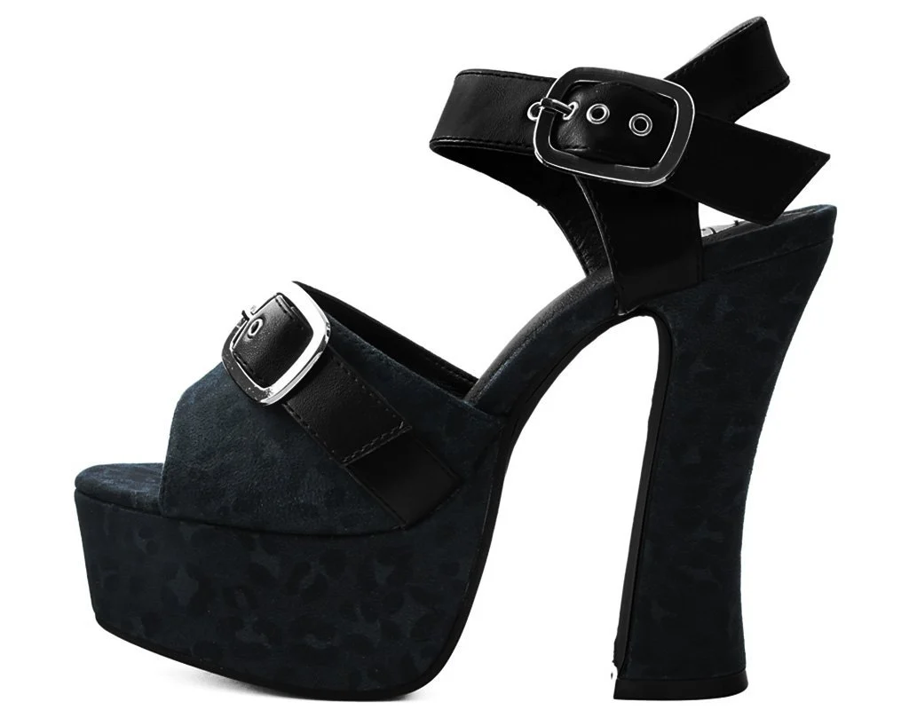 Black & Grey Leopard Spice Platform Heel - Image 3