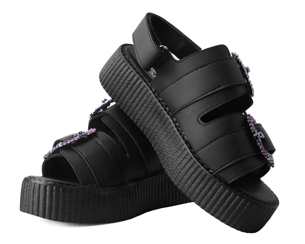 Black TUKskin™ 2-Buckle Diamond Sandal - Image 3