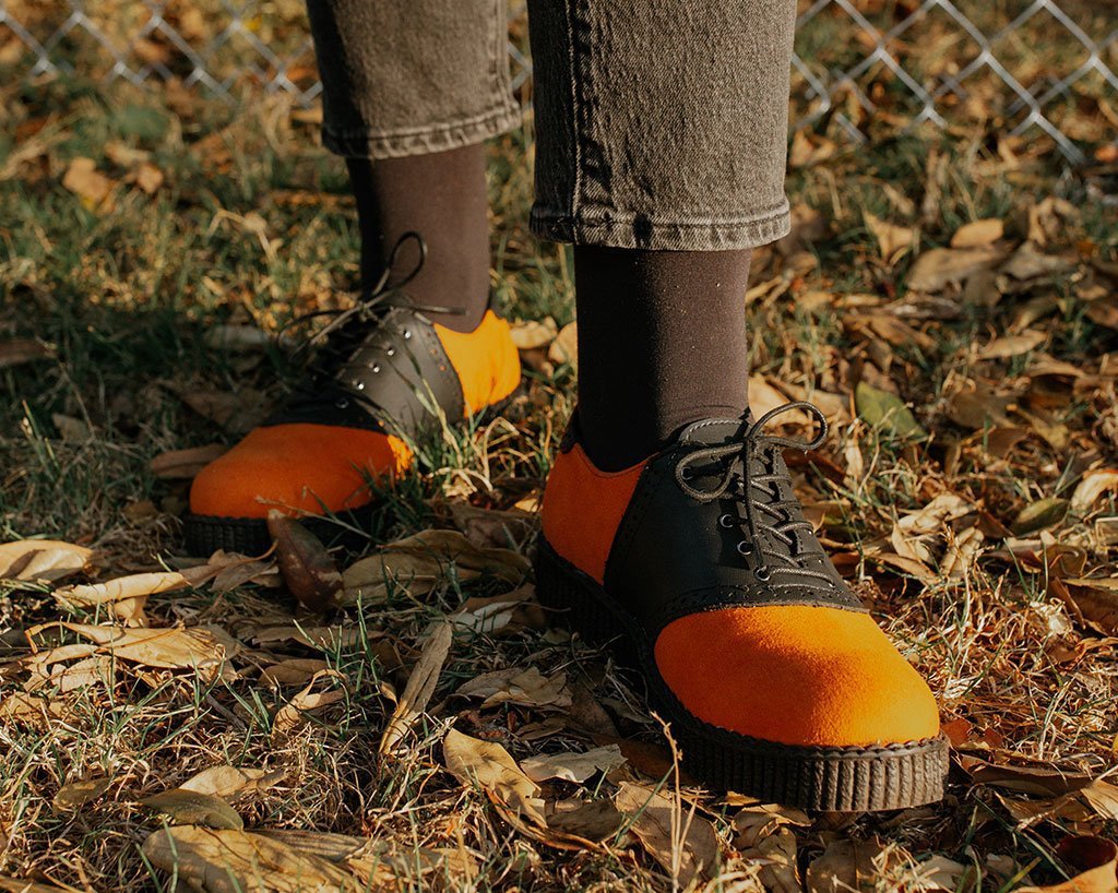 Black TUKskin™ & Orange Suede Saddle Oxford - Image 2