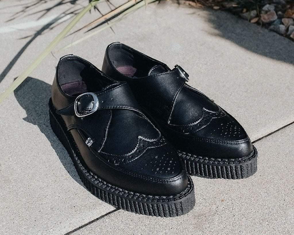Black TUKskin Wingtip Buckle Pointed Creeper - Image 2