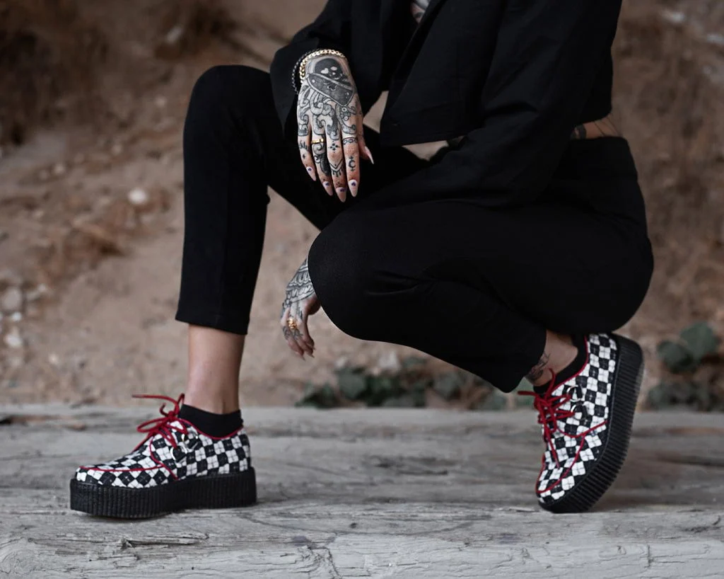 Black & White Checkered Barbwire Viva Mondo Creeper - Image 7