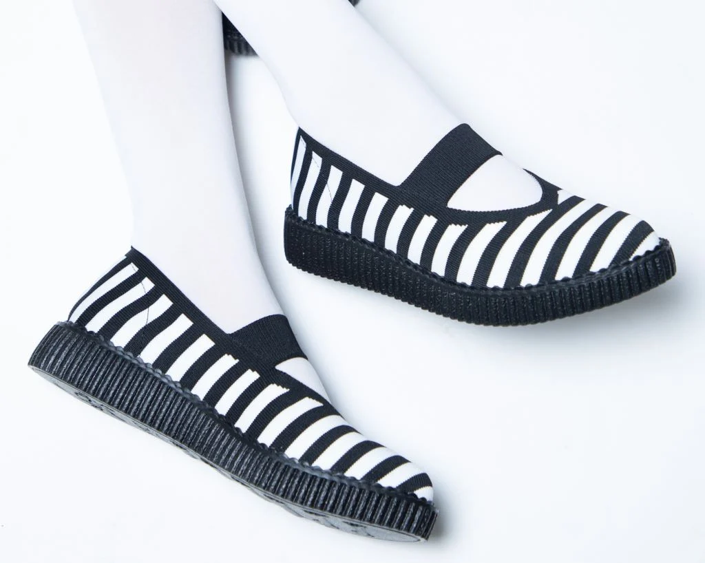 Black & White Striped Flyknit Pointed Mary Jane - Image 2