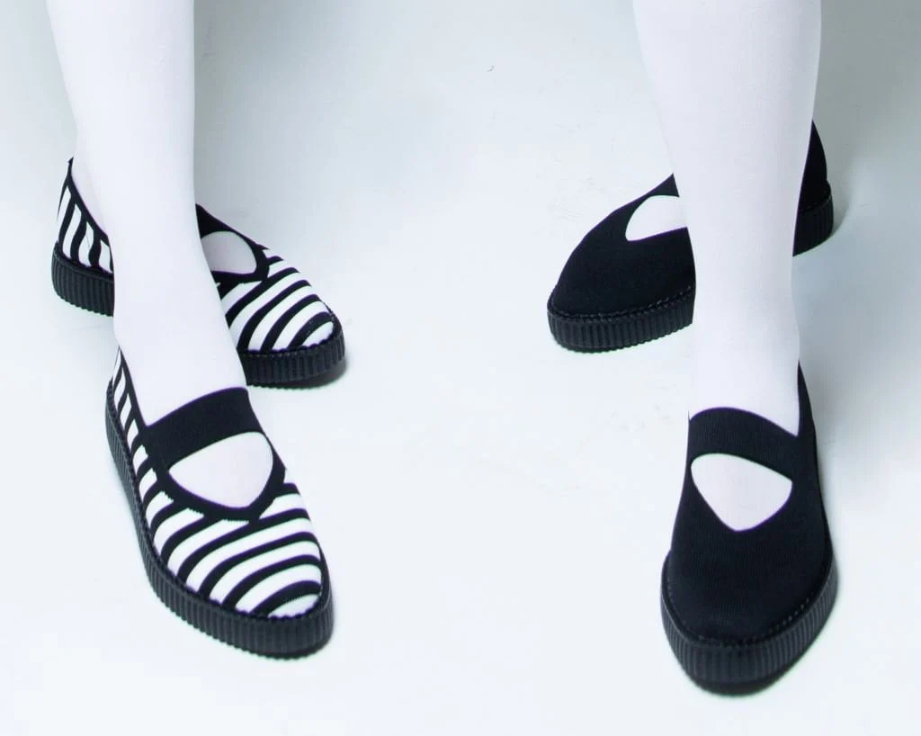 Black & White Striped Flyknit Pointed Mary Jane - Image 6