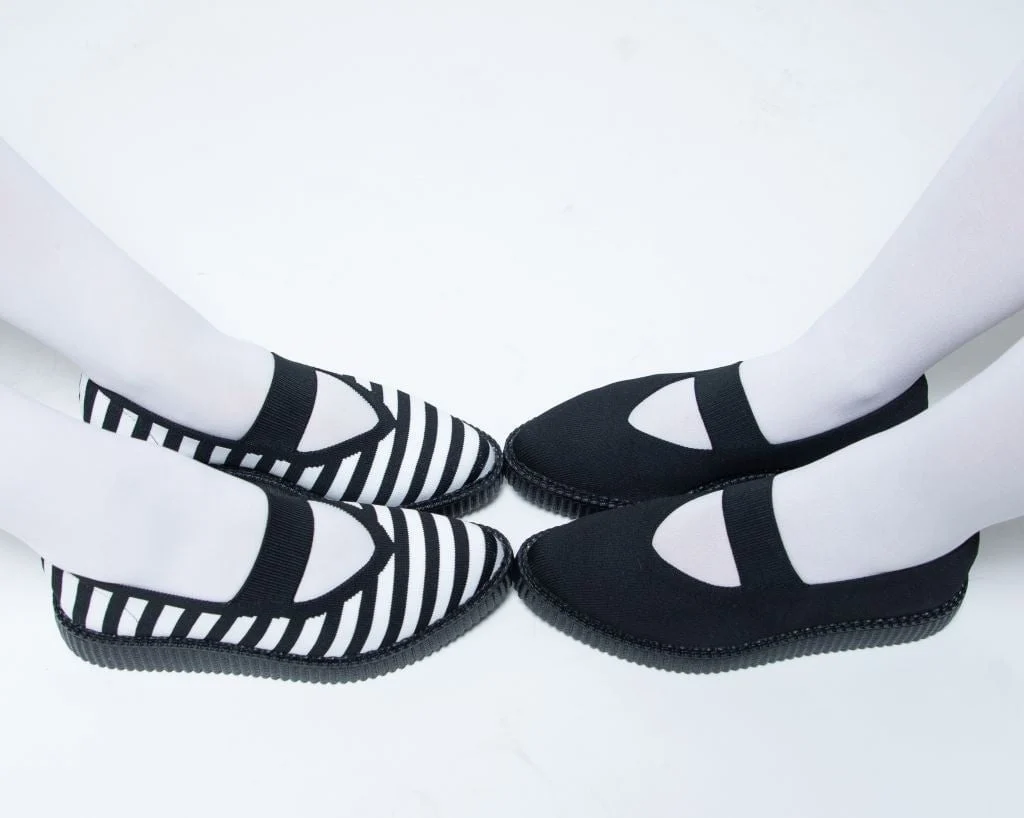 Black & White Striped Flyknit Pointed Mary Jane - Image 7