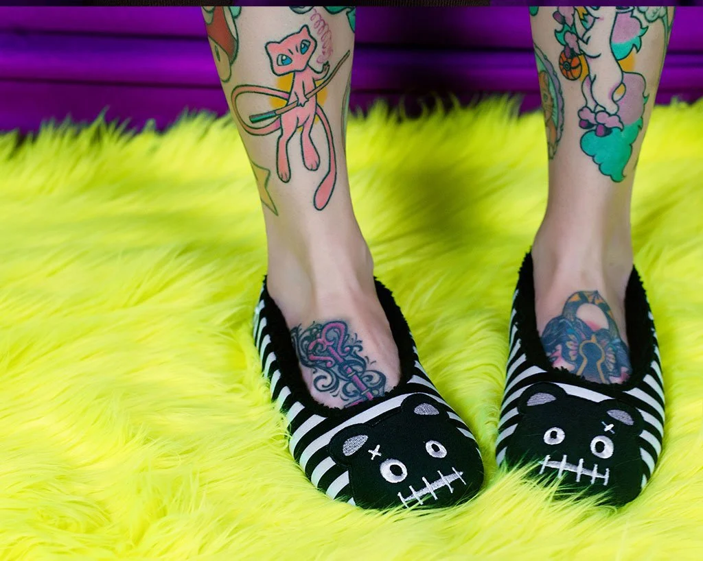 Black & White Striped Punk Panda Slipper - Image 4
