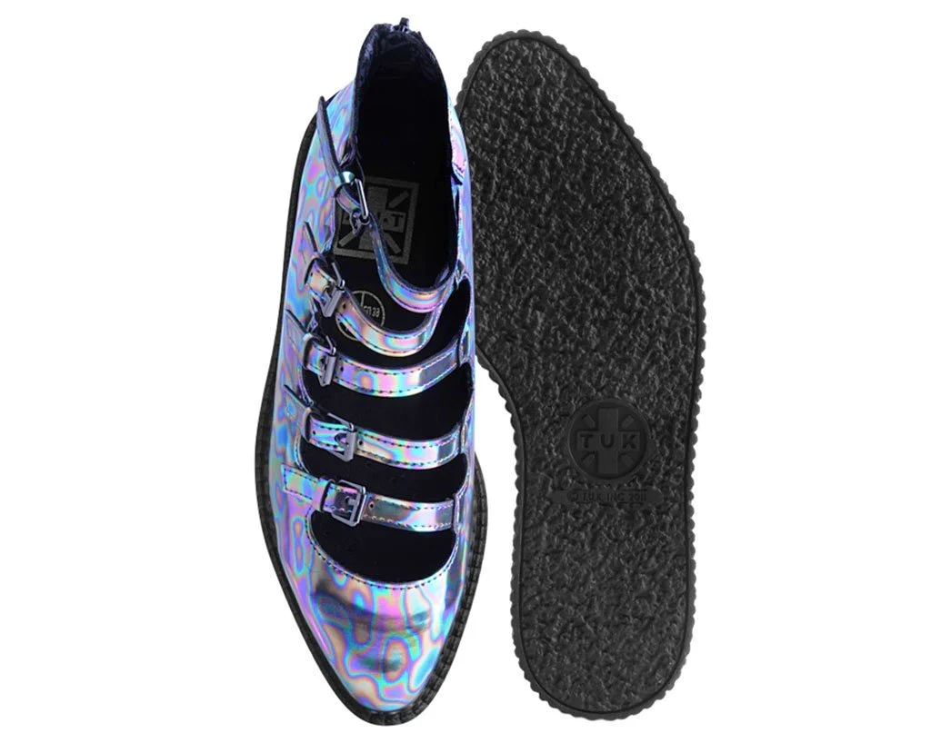 Chrome Oil Slick 5-Strap Pointed Mary Jane Creeper - Image 4
