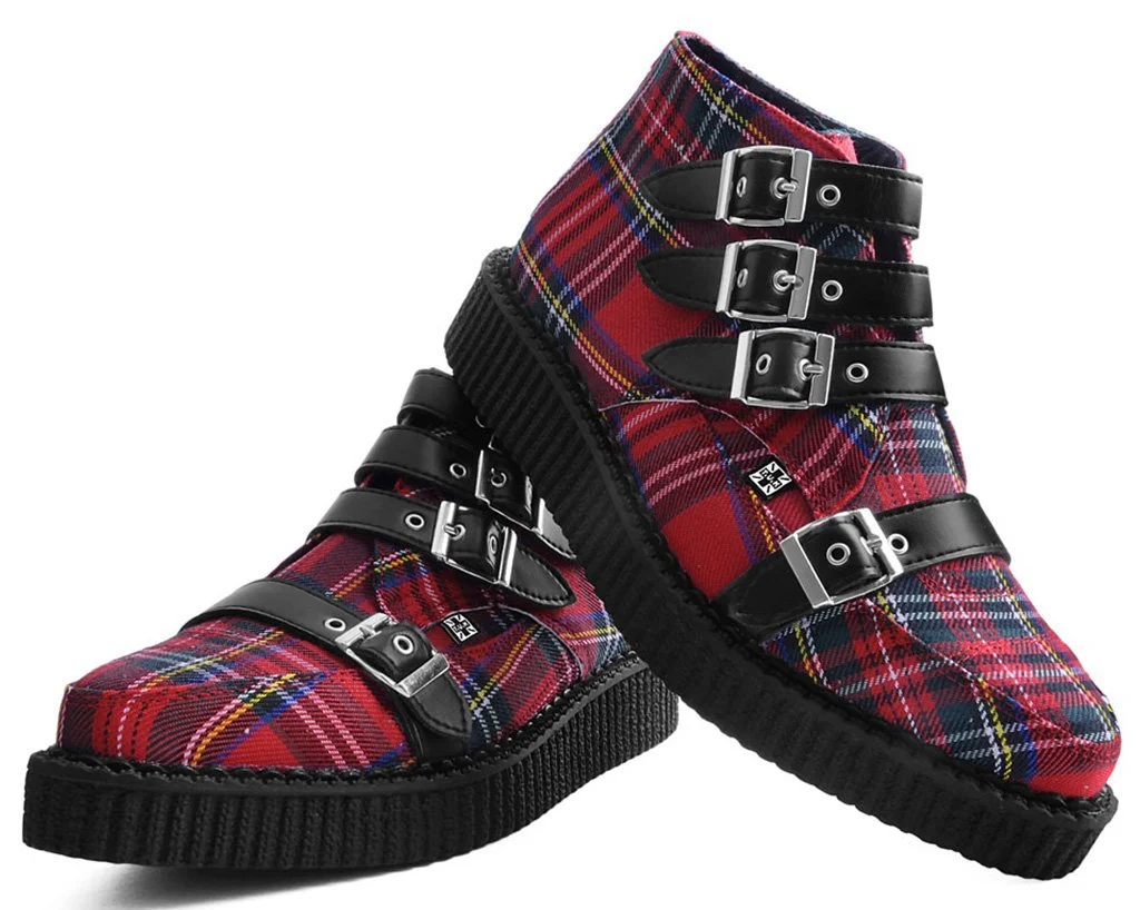 Red Plaid 4-Buckle Pointed Boot - Image 2