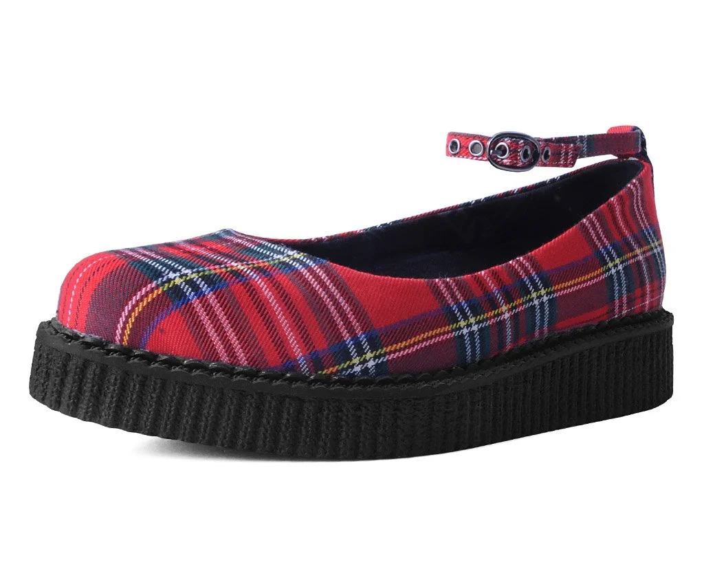 Red Plaid Pointed Ballet Creeper