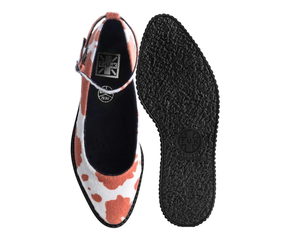 Brown Cow Print Pointed Ballet Creeper - Image 4