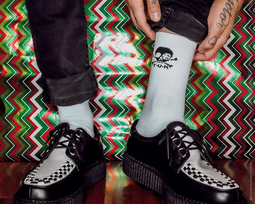 White T.U.K. Skull Logo Men’s Sock - Image 2