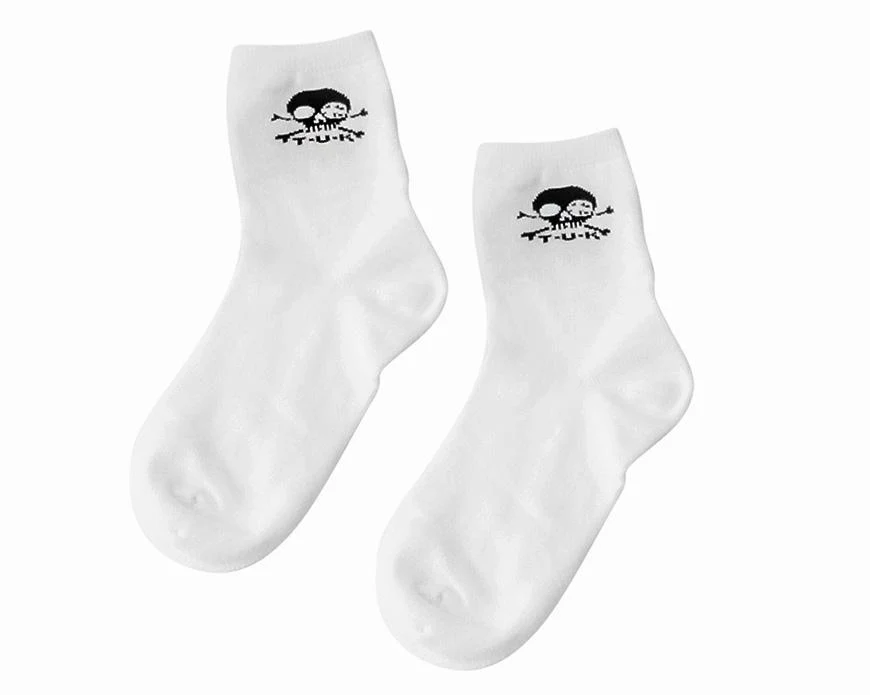 White T.U.K. Skull Logo Women’s Sock - Image 3